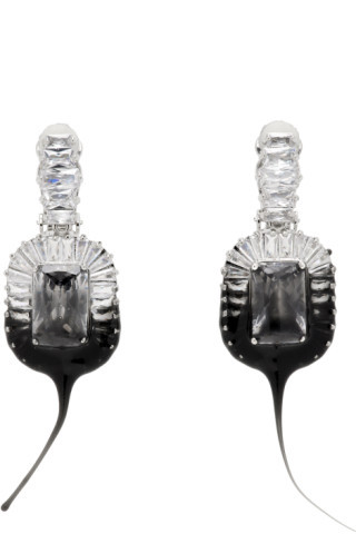 Silver & Black Diamond Dip Clip Earrings | SSENSE
