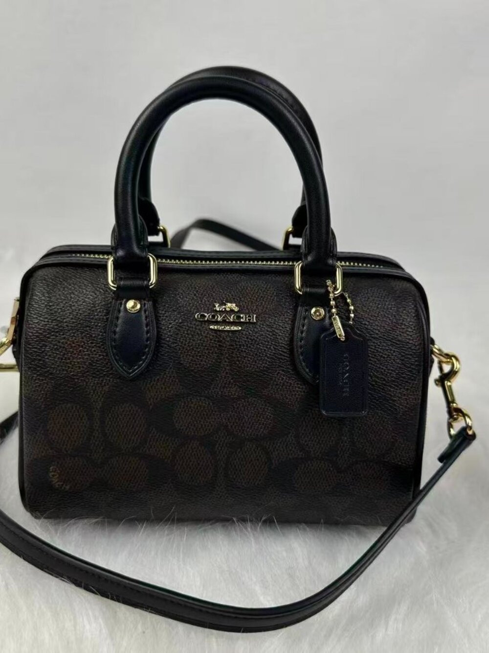 NWT Coach Mini Rowan Crossbody Bag In Signature Canvas In Walnut/Black CW329 | Poshmark