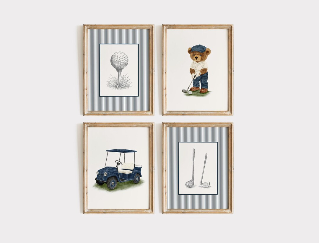 Vintage Golf Nursery Prints Set: Blue Golf Theme, Boys Room Decor (digital Option Available) - Et... | Etsy (US)