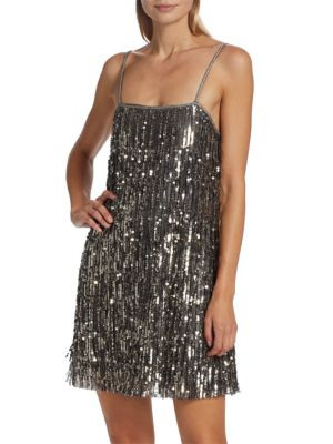 Alice + Olivia Chicago Sequined Fringe Mini Dress on SALE | Saks OFF 5TH | Saks Fifth Avenue OFF 5TH
