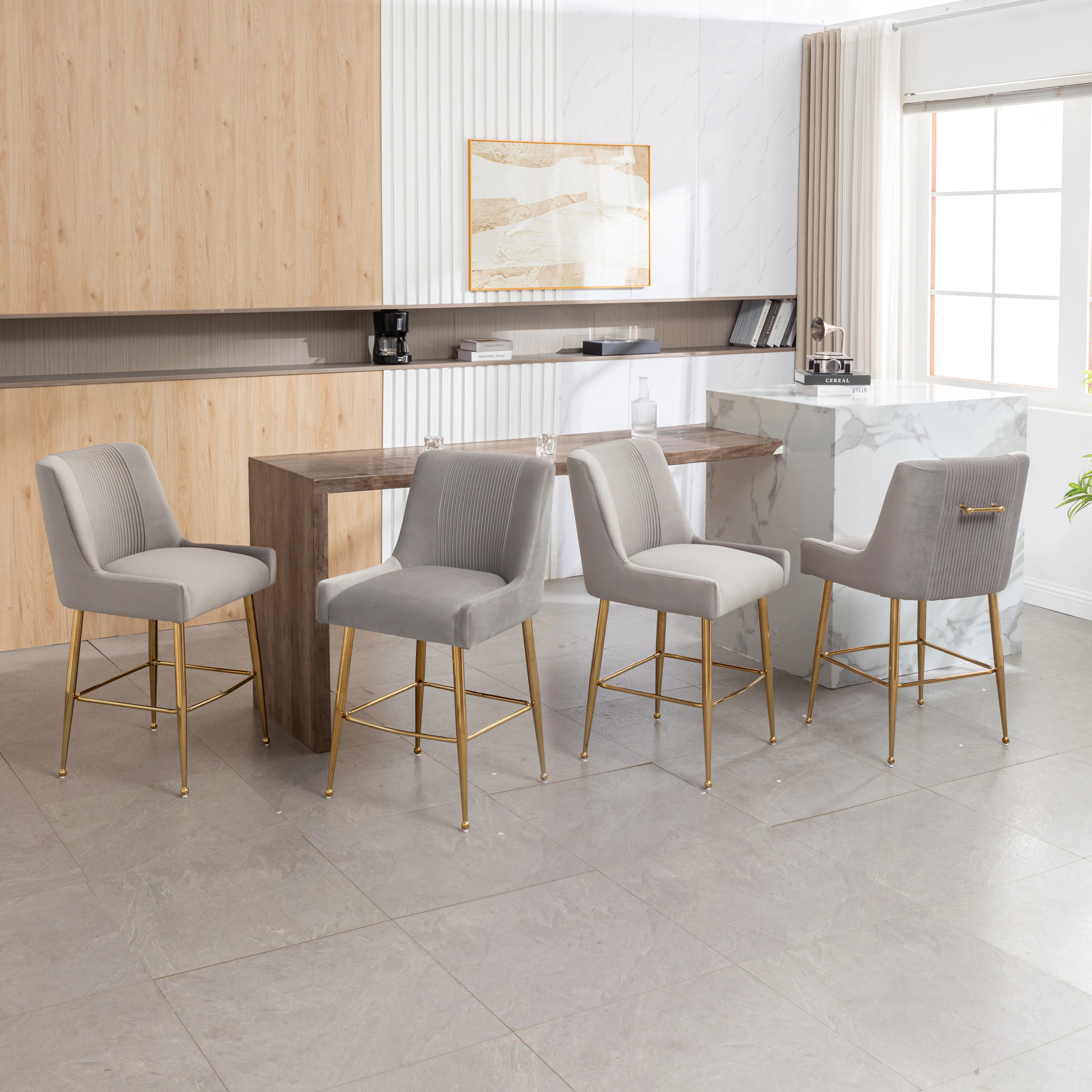 Everly Quinn Elian Upholstered Velvet Bar Stool & Reviews - Wayfair Canada | Wayfair North America