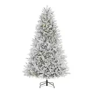7.5 ft. Pre-Lit LED Kenwood Fraser Flocked Artificial Christmas Tree | The Home Depot