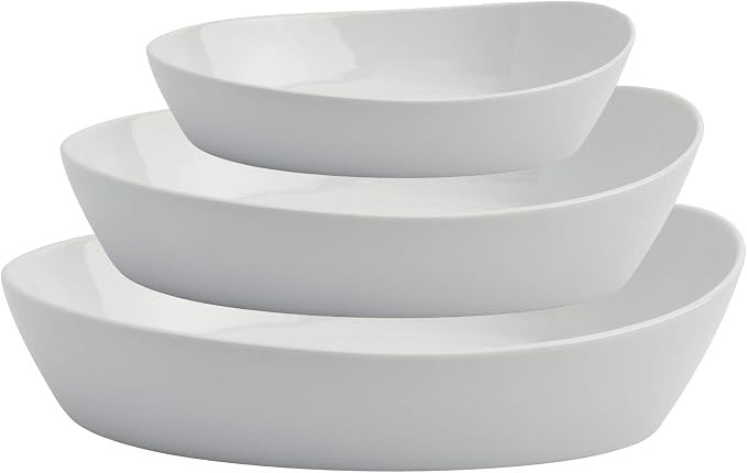 Denmark White Porcelain Chip Resistant Scratch Resistant Commercial Grade Serveware, 3 Piece Oval... | Amazon (US)