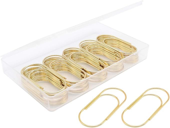YOPINK Gold Paper Clips, Jumbo/Large, Non-Skid and Smooth, 50 Clips/Box | Amazon (US)