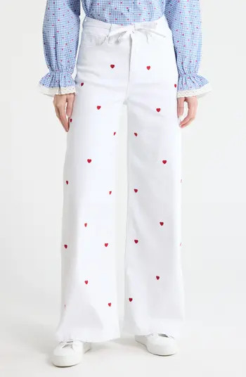 Vigoss Embroidered Heart High Waist Wide Leg Jeans | Nordstromrack | Nordstrom Rack
