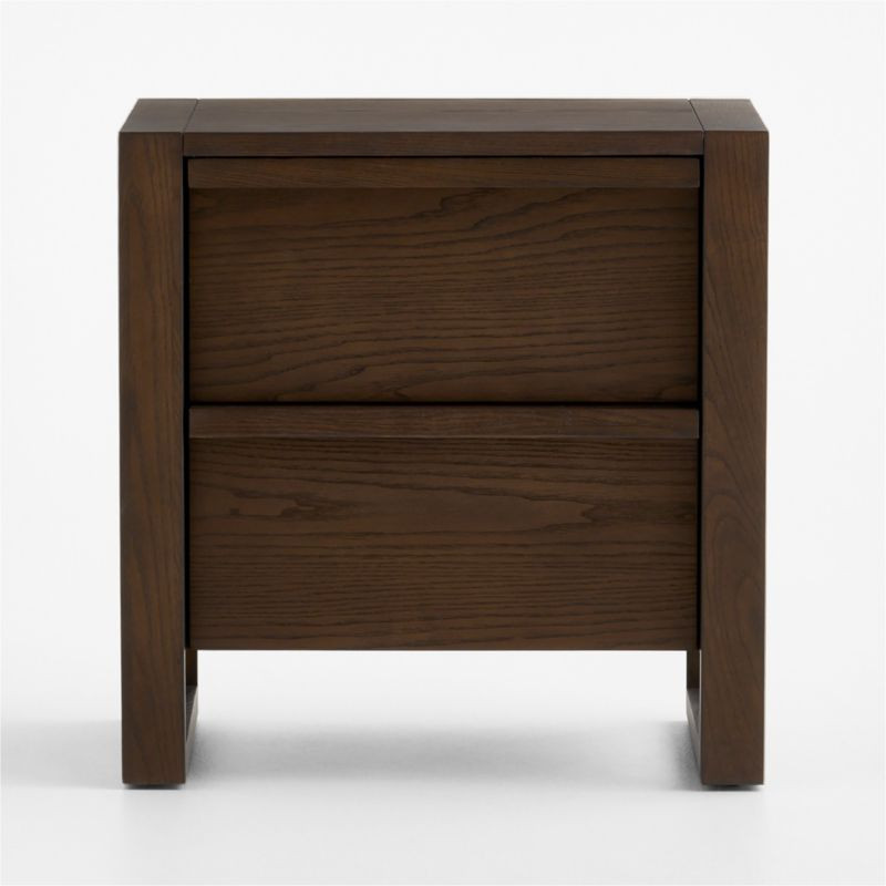 Gemini 20" Deep Brown Ash Wood 2-Drawer Kids Nightstand | Crate & Barrel