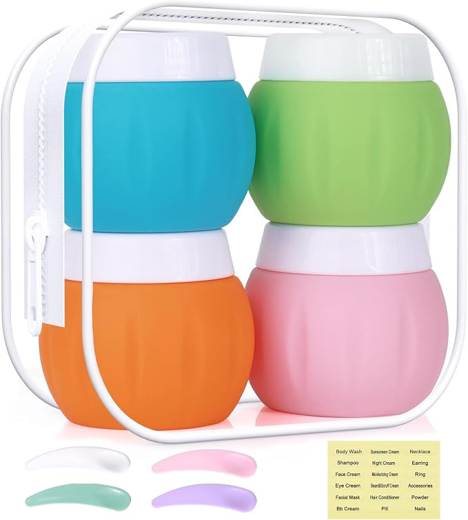 Travel Containers for Toiletries, GLAMFIELDS TSA Approved 1.7oz 50ml Travel Size Silicone Cream J... | Amazon (US)