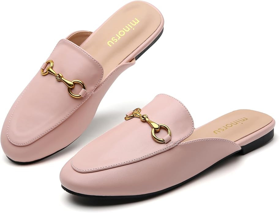 Minorsu Women's Black Animal Print Buckle Mules - Memory Foam Insole - Low Heel - Casual Mule Sho... | Amazon (US)