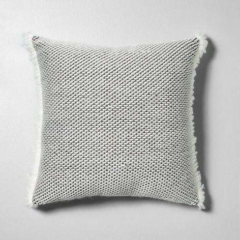 Textured Pillow Gray / White with Fringe - Hearth & Hand™ with Magnolia | Target