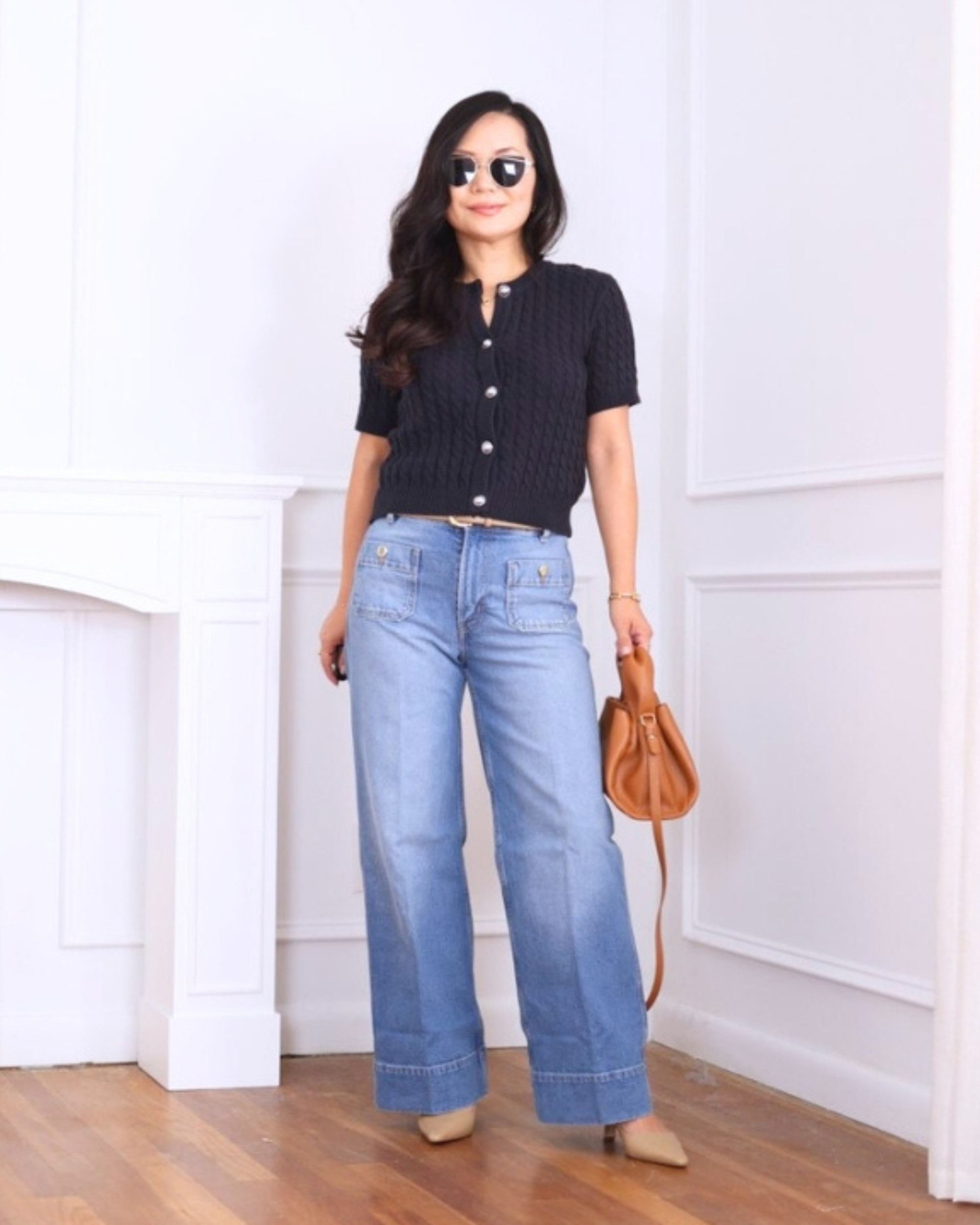 This cable knit cardigan and wide-leg jeans from H&M make such a comfy but pulled-together combo. I finished the look with a bag from Quince—easy, relaxed, and still polished enough for everyday wear. I’m 5’2, wearing size S.

#LTKStyleTip #LTKOver40 #LTKPetite