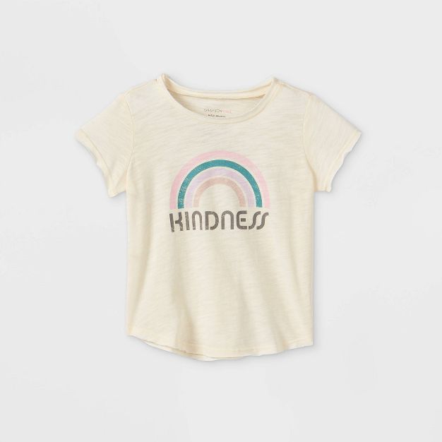 Grayson Mini Toddler Girls' Adaptive Rainbow 'Kindness' Short Sleeve T-Shirt - Cream | Target