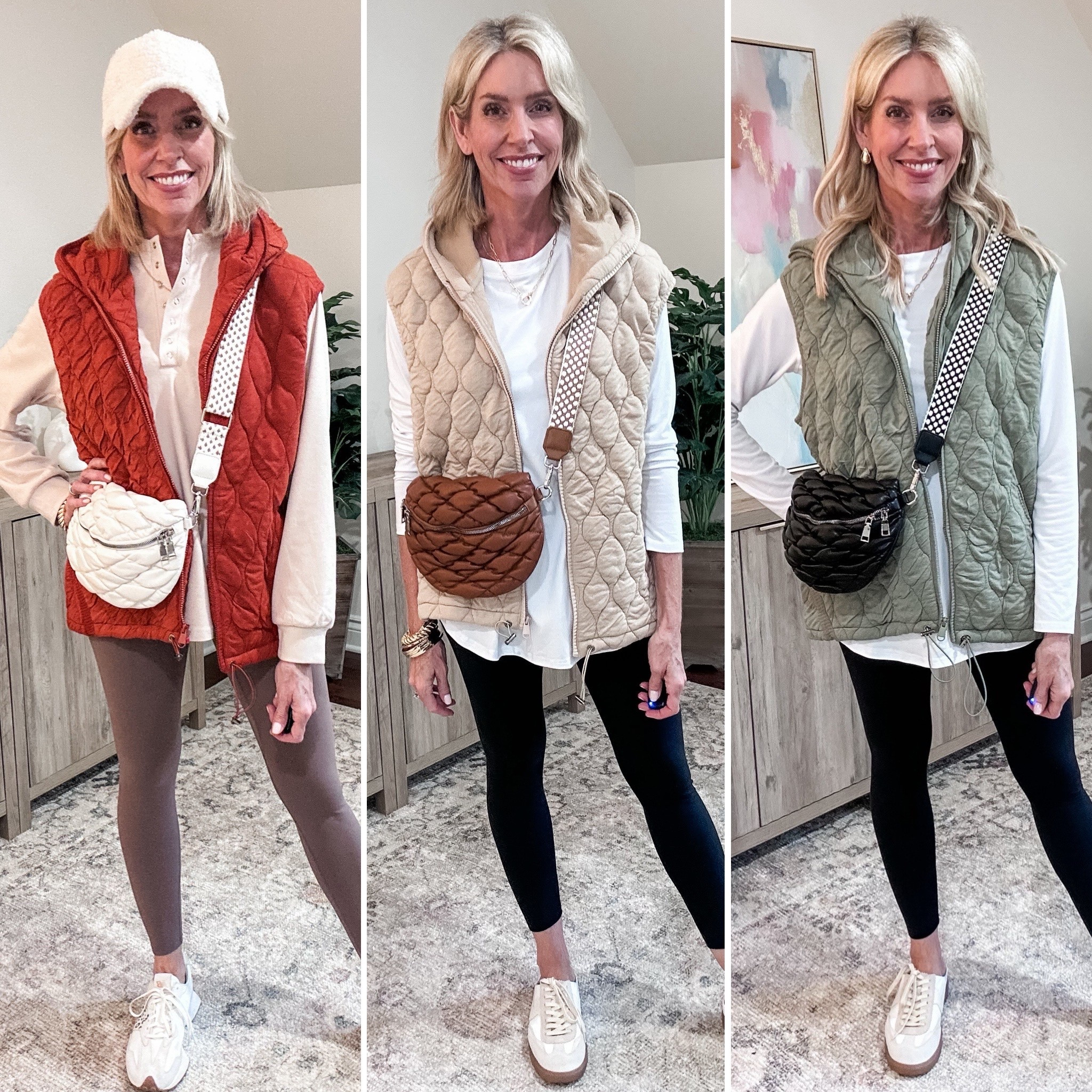 At 54, I'm not giving up my leggings but I like to cover up the 🍑. So I wear an Amazon tunic top and comfy vest, flattering leggings and always add accessories!

The vest comes in 5 sizes and 14 colors and fits true to size. I sized up in the tunic for a roomier fit. Leggings run true to size and feel just like the more expensive brand!

#LTKFindsUnder50 #LTKOver40 #LTKmomlife