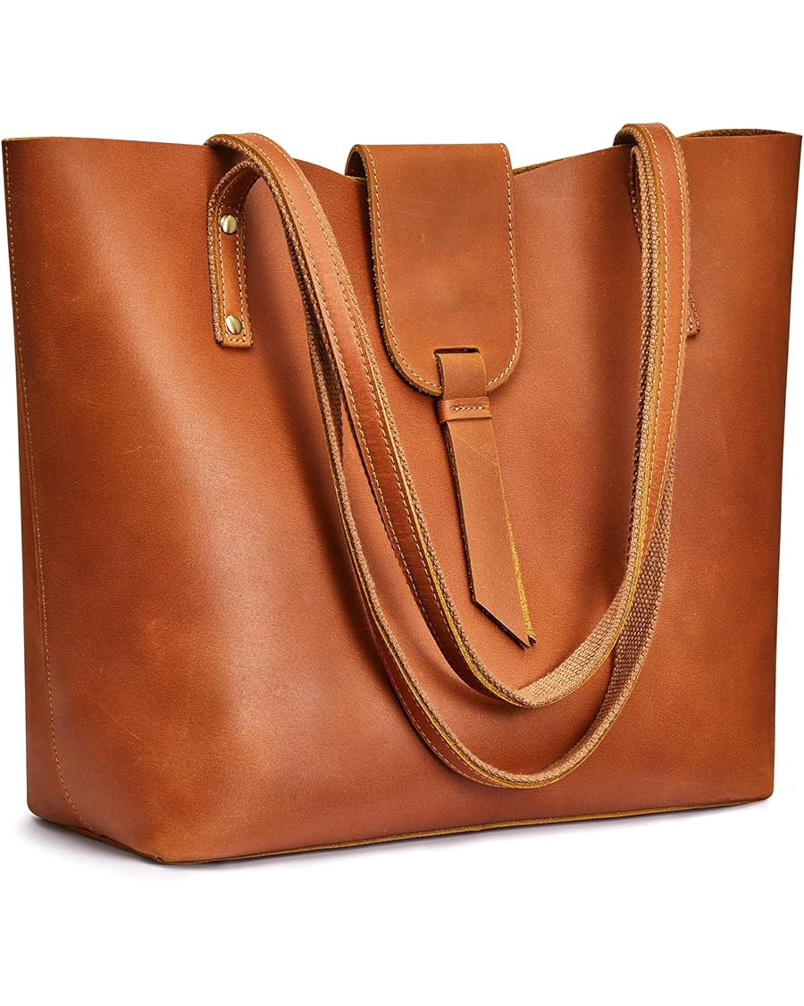 S-ZONE Genuine Leather Tote Bag for Women with Purse Organizer Large Shoulder Handbags Work | Amazon (US)