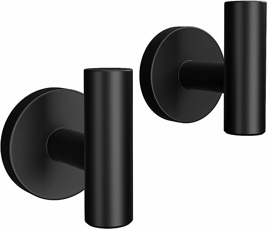 SOCONT Towel Hooks for Bathrooms Wall Mount, 2 Pack Matte Black Towel Hook for Hanging, Heavy-Dut... | Amazon (US)