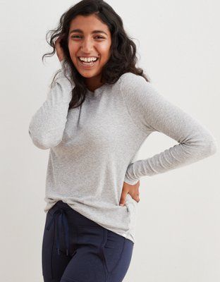 Aerie Ribbed Long Sleeve T-Shirt | American Eagle Outfitters (US & CA)