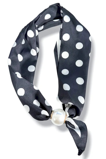 Taking Me Back Black Polkadot Scarf Necklace | The Willow Tree