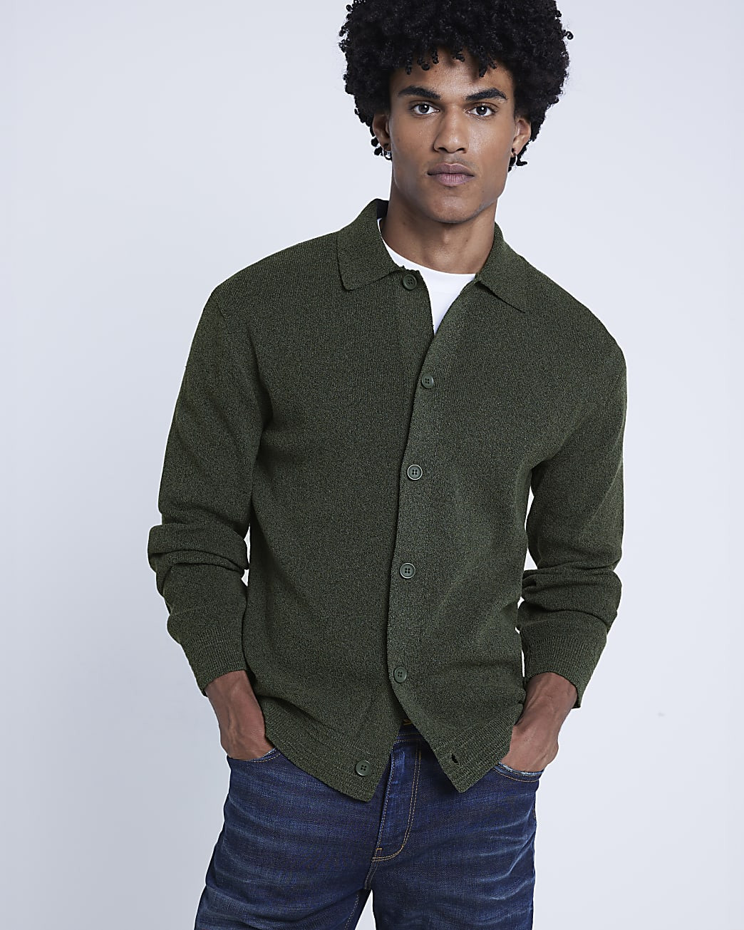 Green Slim Fit Knit Cardigan | River Island UK & IE
