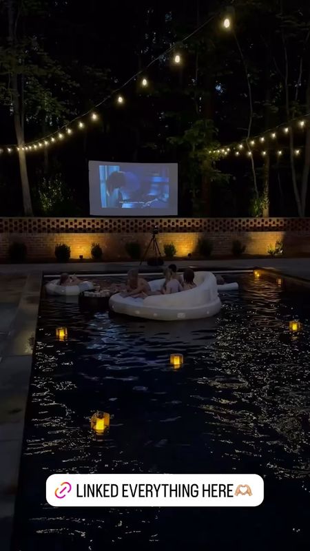 Everything we used for our pool movie night 🫶🏻

Float, innertube, string lights, floating lanterns; floating snack tray, projector, projector screen m

#LTKParties #LTKVideo #LTKSwim