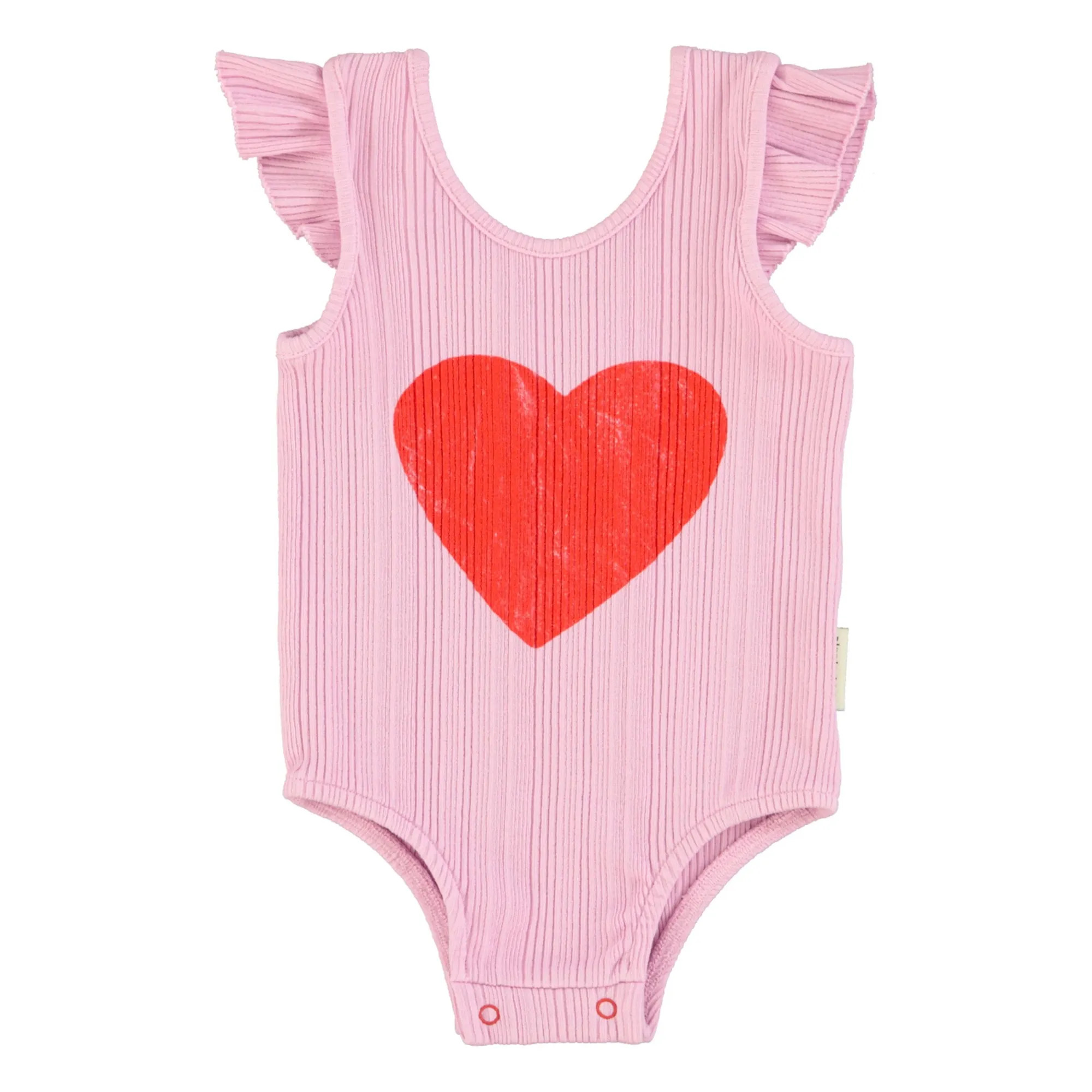 Organic Cotton Heart Ribbed Bodysuit | Lilac | Smallable