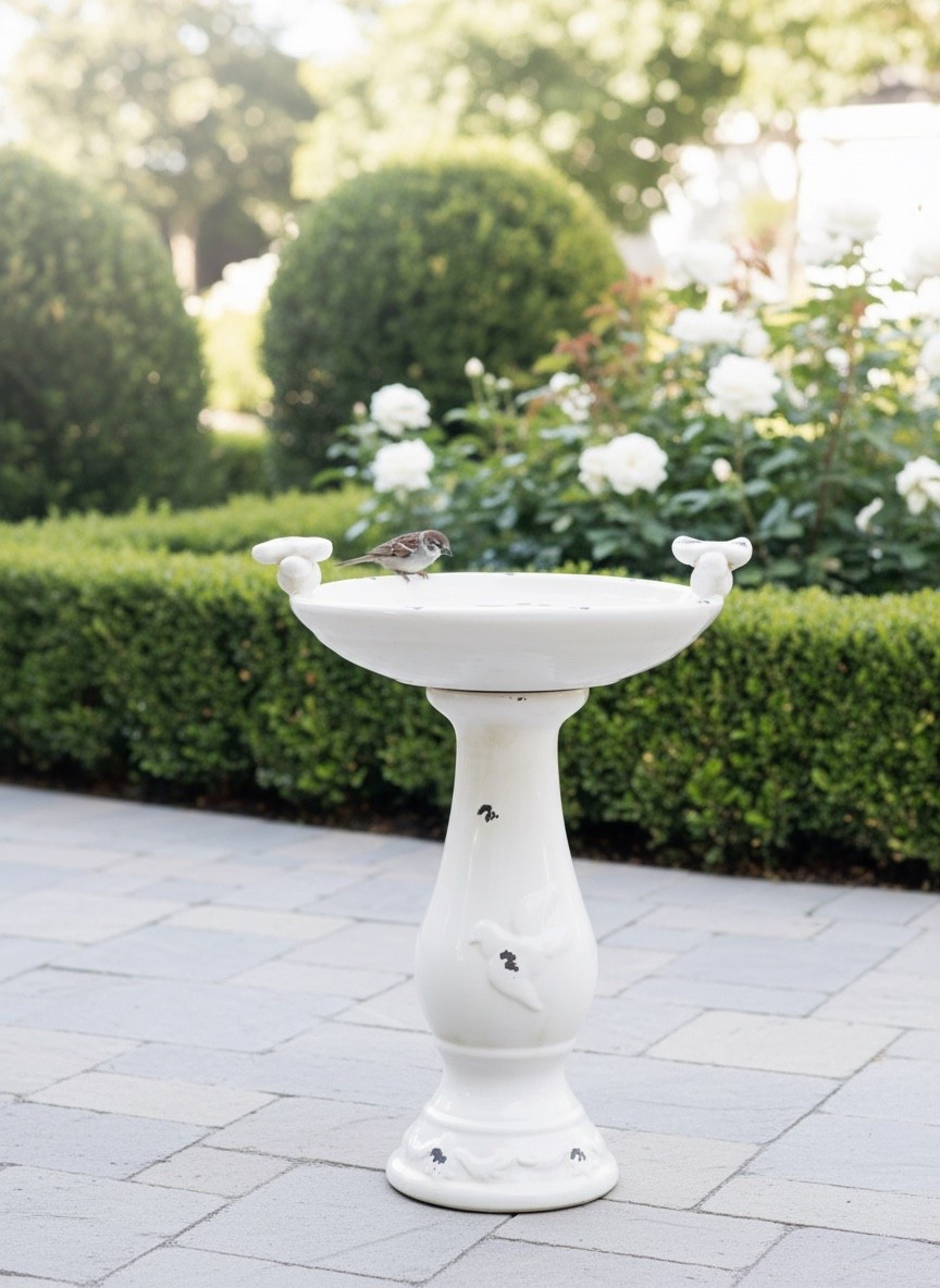 Classic white bird bath for the garden 🤍 Such a pretty way to add charm to a patio, flower bed, or backyard space. Love the simple pedestal style and timeless look.

#LTKHome #LTKFinds #GardenDecor #BirdBath #OutdoorDecor