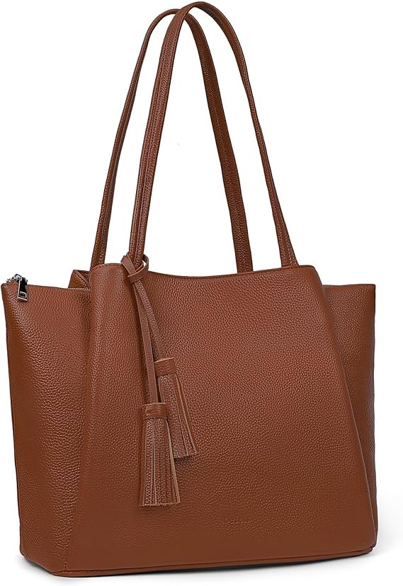 befen Genuine Leather Tote Bag for Women Work, Womens Laptop Tote Bags Shoulder Purses Totes with... | Amazon (US)