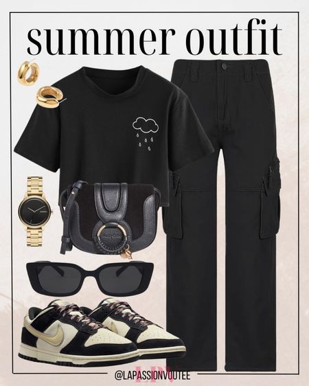 Urban edge meets casual cool: Opt for cargo pants paired with a statement crop graphic t-shirt, adorned with bold hoop earrings and sleek sunglasses. Stay punctual with a trendy watch and keep your essentials close in a crossbody bag. Complete the look with Nike Dunk Low shoes for a stylish stride.

#LTKstyletip #LTKfindsunder100 #LTKSeasonal