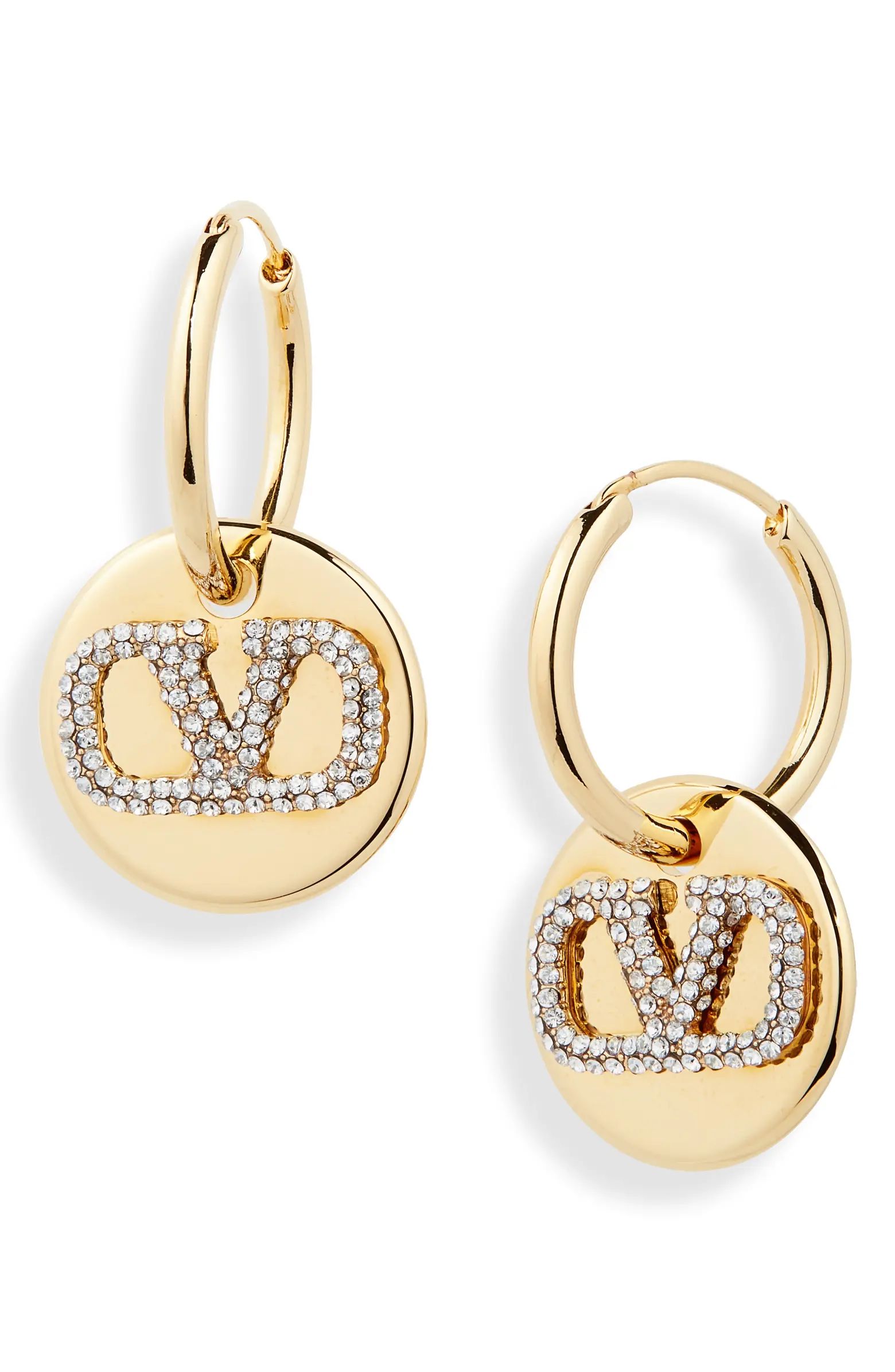 Valentino Garavani VLOGO Crystal Medallion Drop Earrings | Nordstrom | Nordstrom