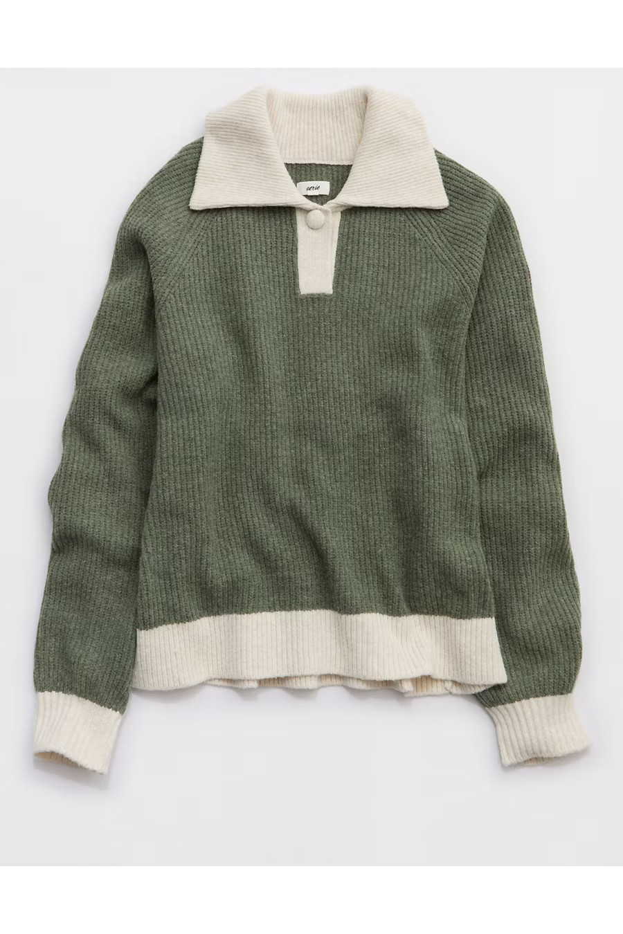 Aerie Classic Quarter Button Sweater Women's Olive Fun XXS | American Eagle Outfitters (US & CA)