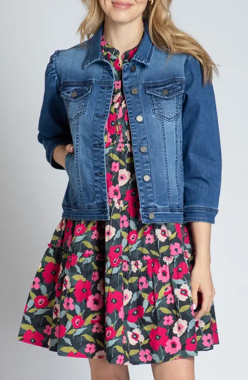 APNY Puff Sleeve Denim Jacket in Medium Indigo at Nordstrom | Nordstrom