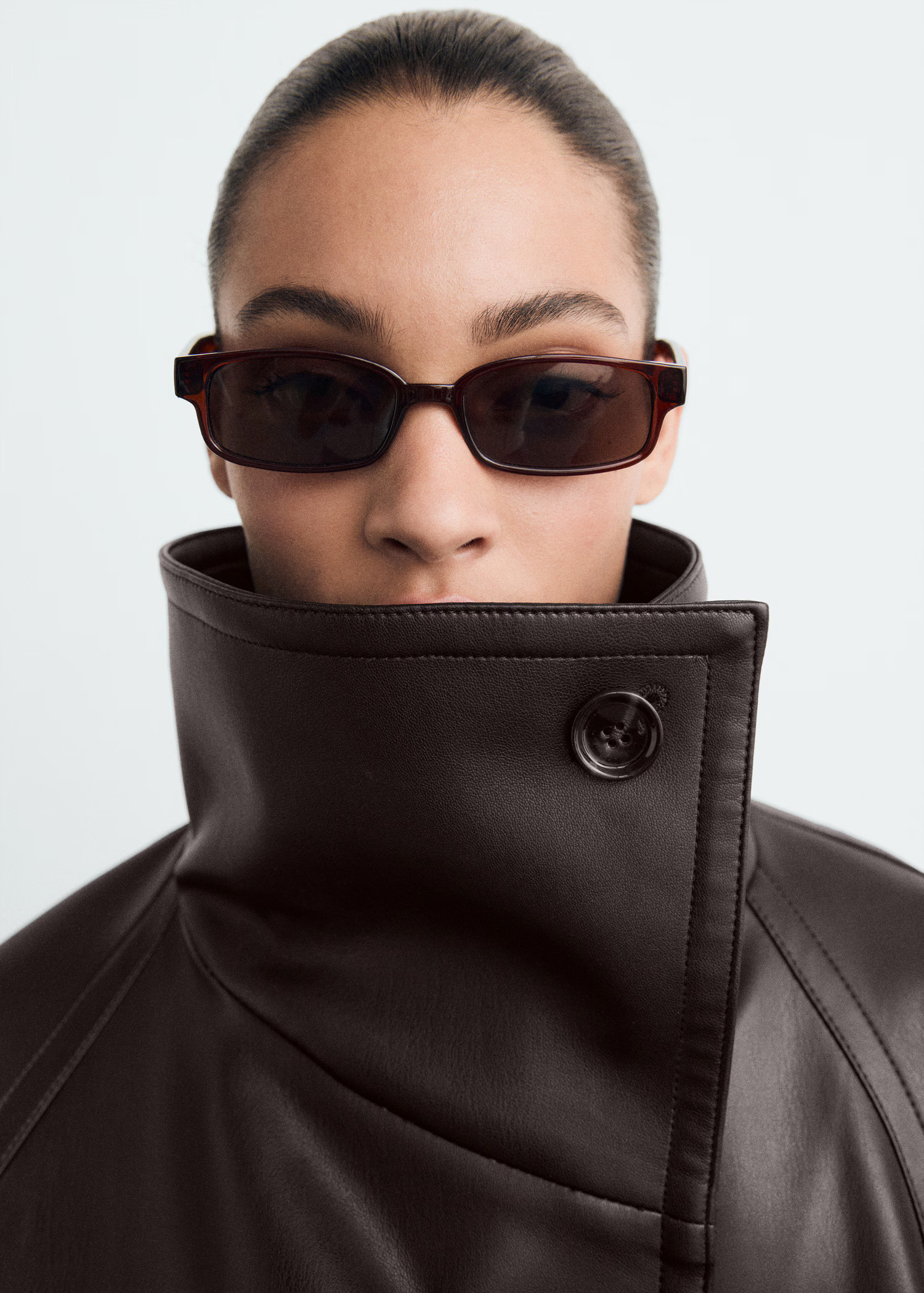 Maxi-jacket with leather-effect lapels - Women | MANGO United Kingdom | MANGO (UK)