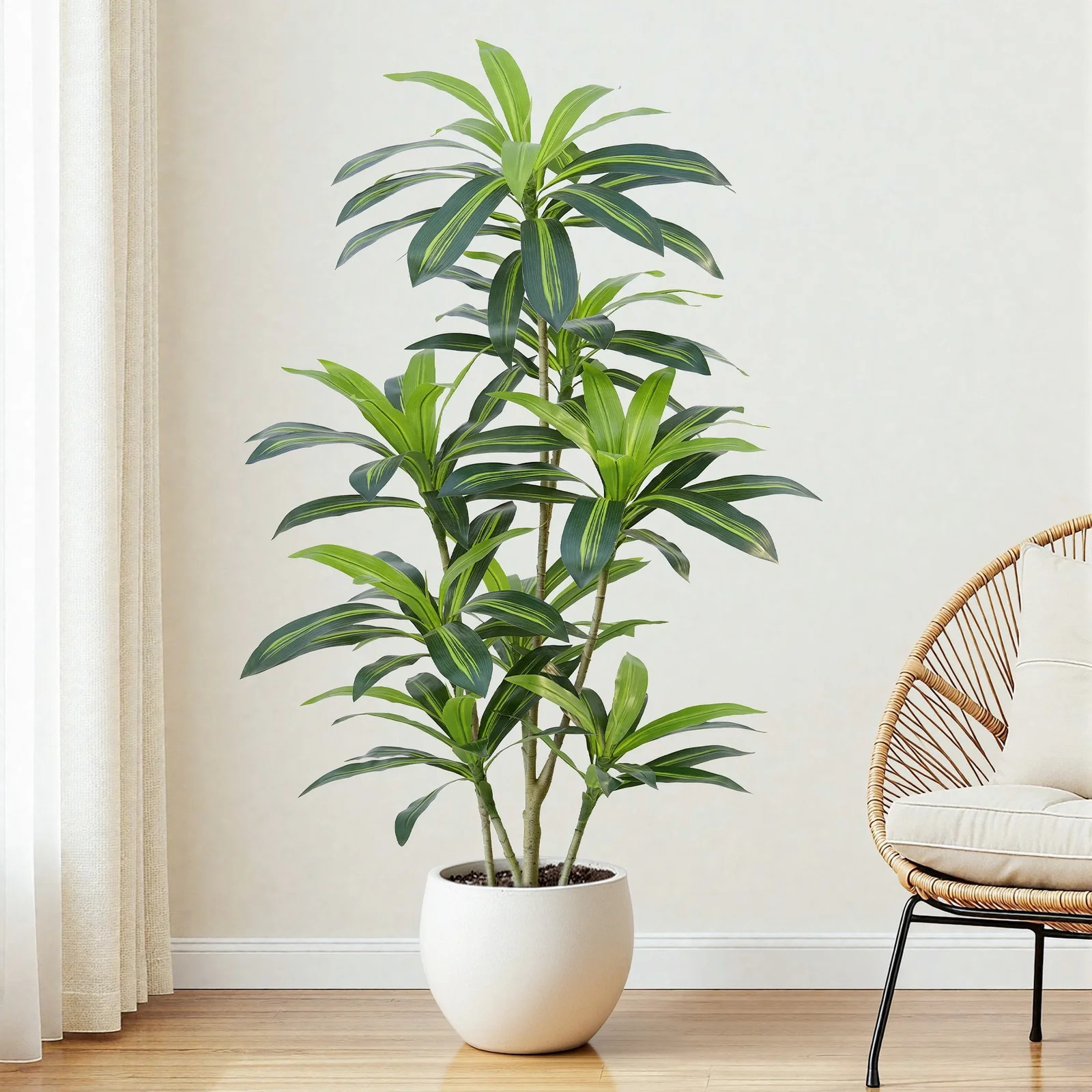 Dracaena Plant Artificial Tree 5Ft Tall Fake Tropical Floor Plants Potted (Real Touch) Artificial... | Walmart (US)