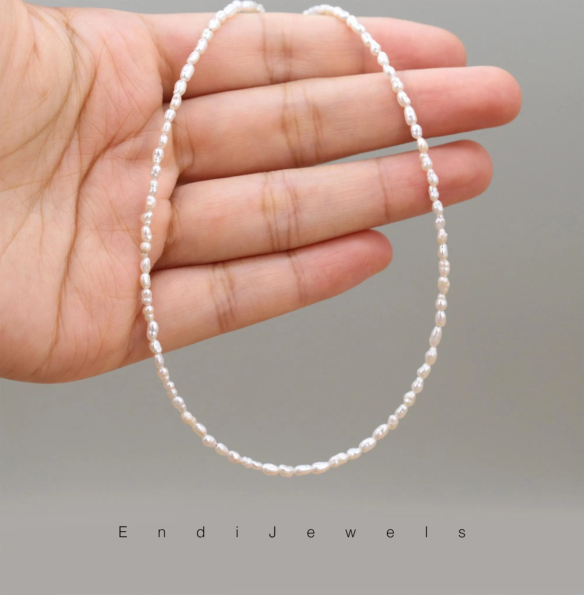 Tiny Rice Freshwater Pearl 1.5mm Soft Wire Choker, Quality AAA Real Natural White Pearl Beaded Necklace, Small Pearl Beads, Daily Layered | Etsy (Global)
