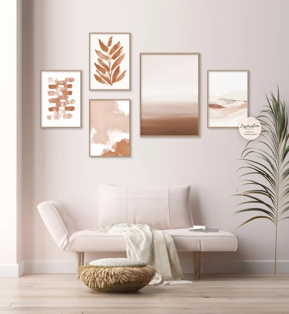 Abstract Gallery Wall Set Rust Wall Art 5 Piece Wall Art - Etsy | Etsy (US)