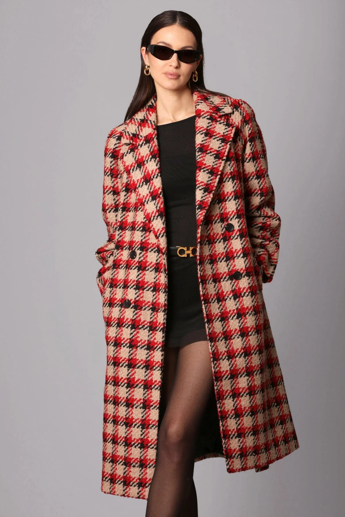 Plaid Jacquard Belted Walker Coat | Avec Les Files