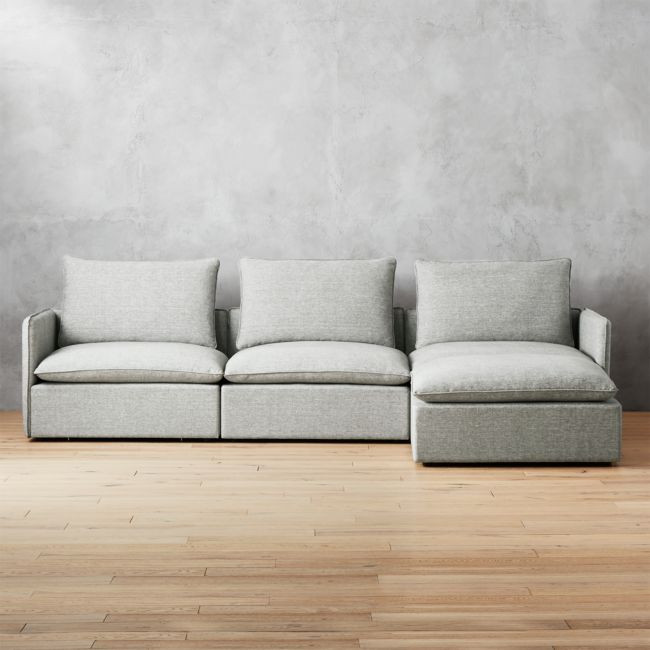 Lumin Grey Linen 4-Piece Sectional Sofa | CB2