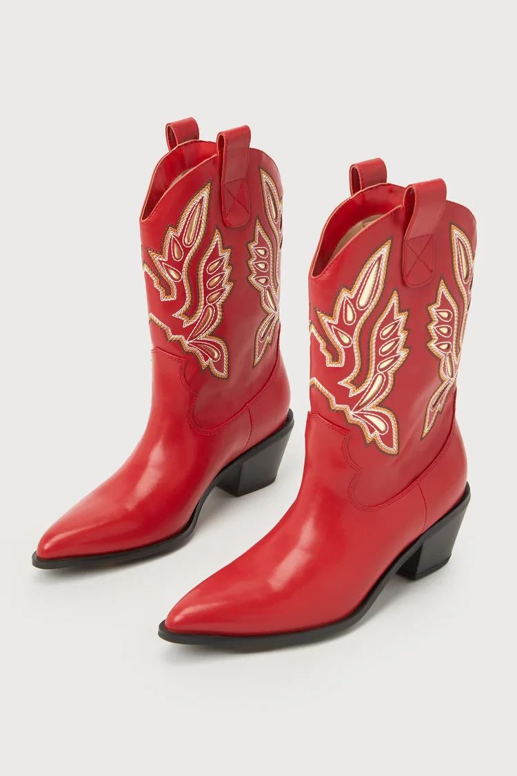 Remmington Red Pointed-Toe Western Ankle Boots | Lulus