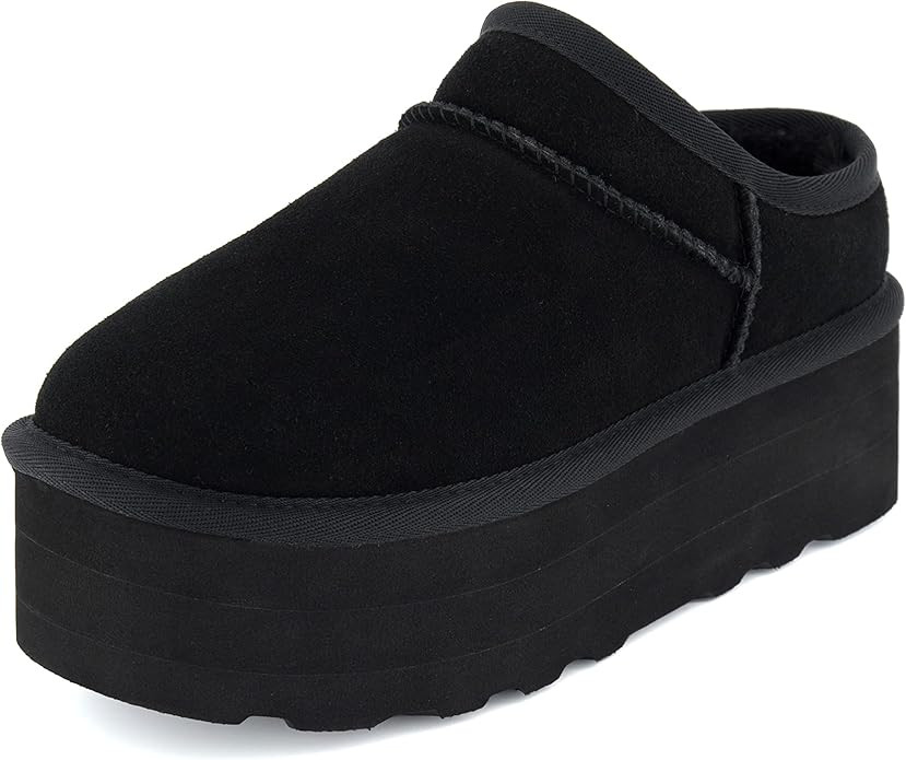 CUSHIONAIRE Women's Huggy Genuine Suede Cozy Mule Platform +Memory Foam, Wide Widths Available | Amazon (US)