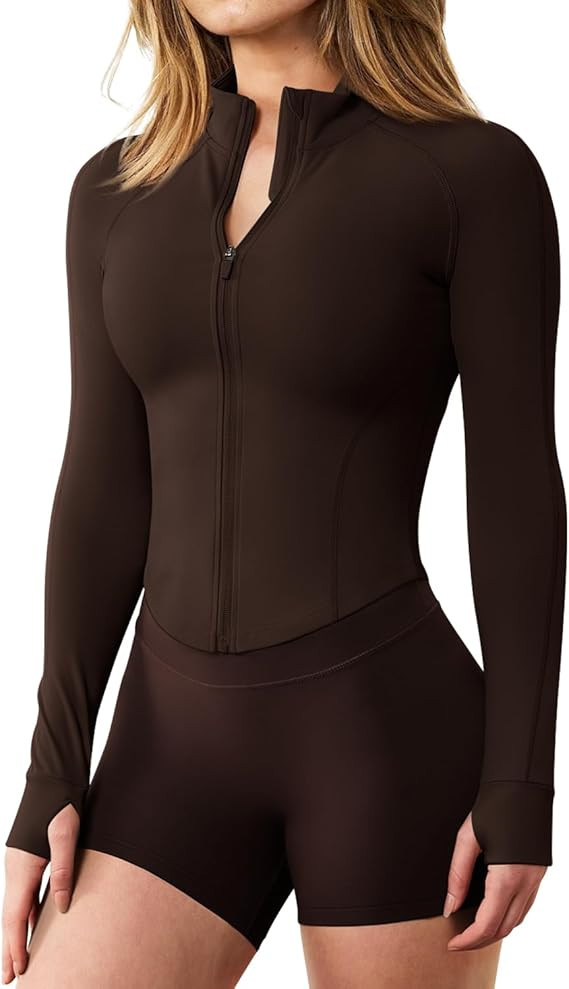 GYM RAINBOW Womens Snatched Workout Jackets Lightweight Zip Up Slim Fit Gym Track Athletic Jacket... | Amazon (US)