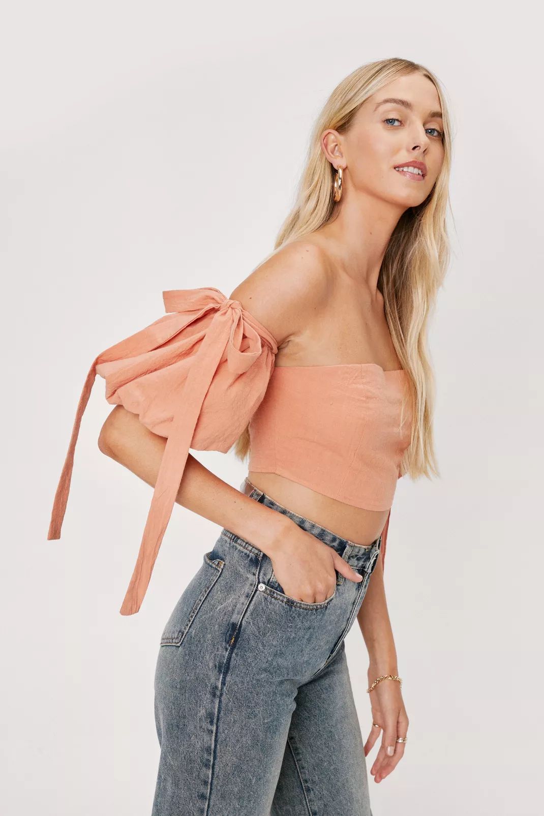 Off the Shoulder Puff Sleeve Cropped Blouse | Nasty Gal (US)