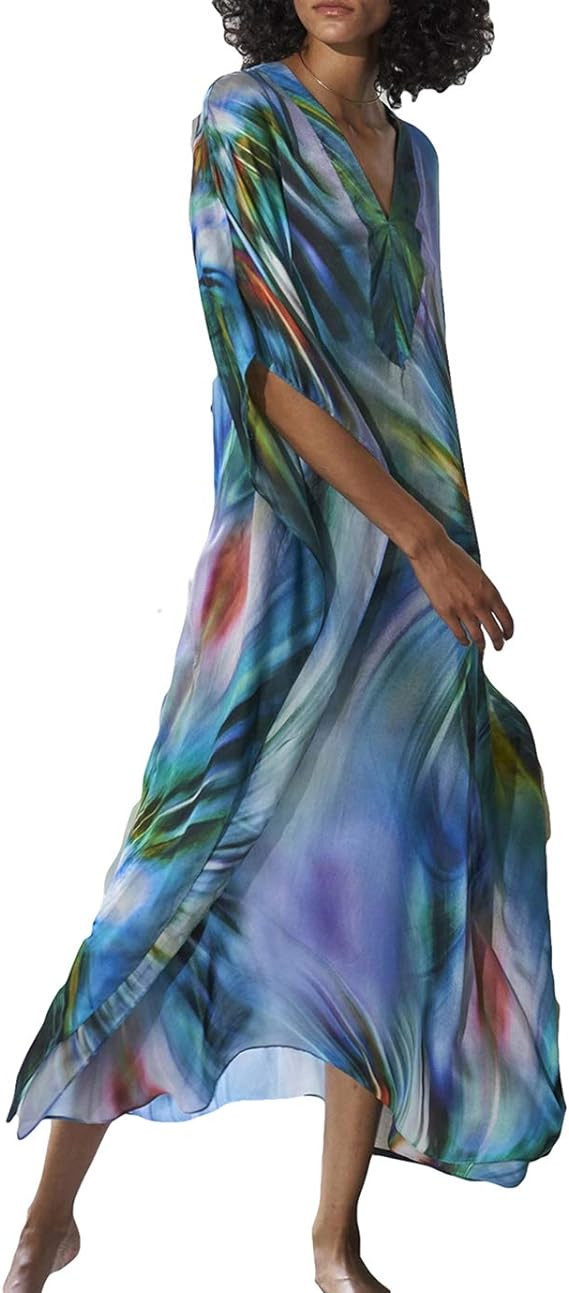 Eddoyee Loose Beach Kaftan Dresses for Women Caftan Swimsuit Cover Up | Amazon (US)