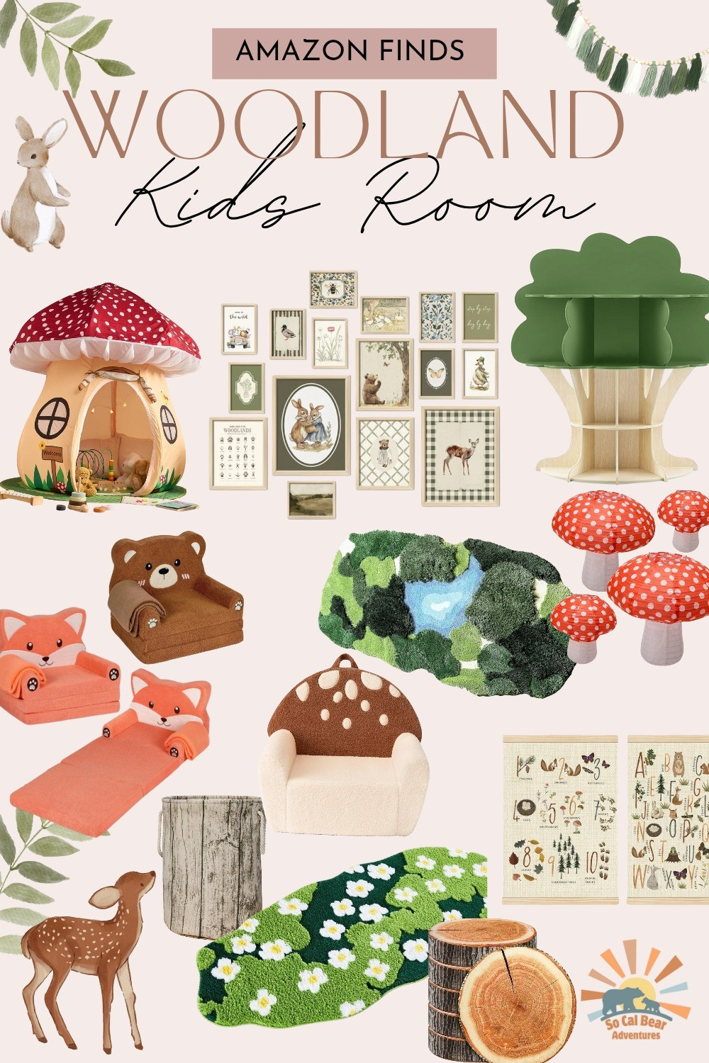 Woodland Nature themed kids play room idea, nursery decor. Forest animals 

#LTKBaby #LTKKids #LTKHome