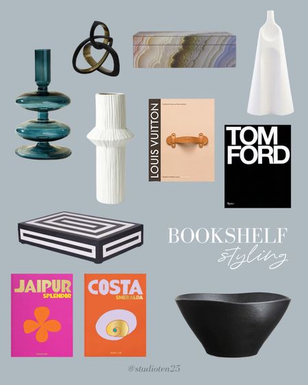 Bookshelf styling that is bold but classy. 

#LTKhome #LTKunder100 #LTKstyletip