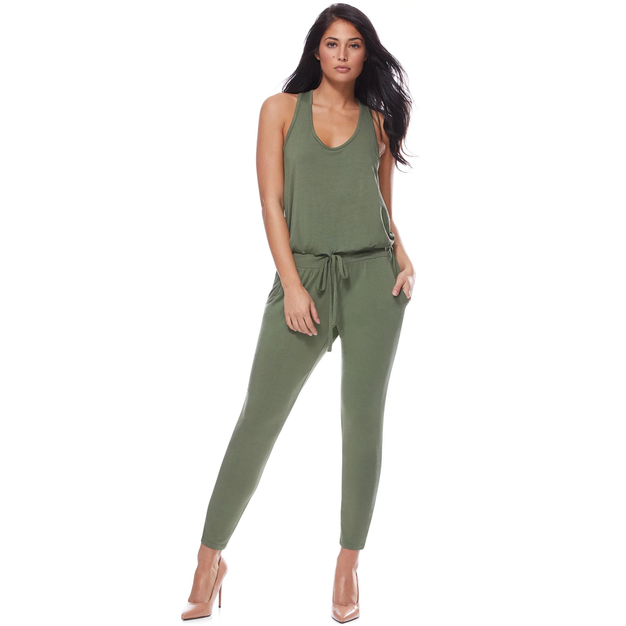 Sofia Jeans by Sofia Vergara Women's Sleeveless Knit Tie-Front Jumpsuit | Walmart (US)