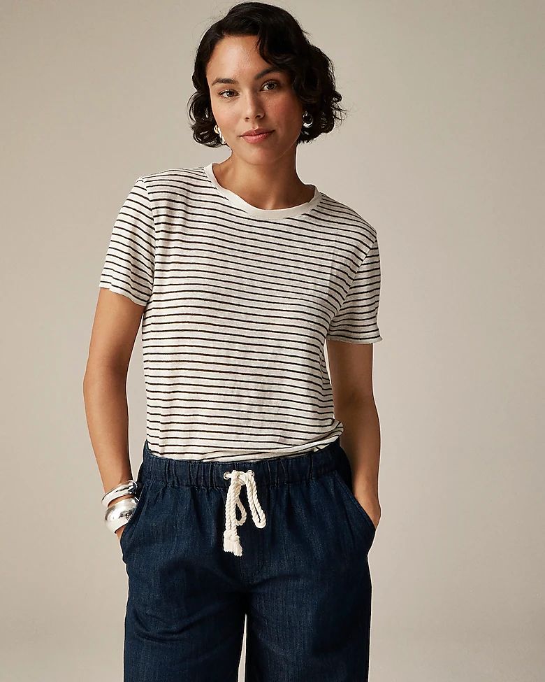 Relaxed linen T-shirt in stripe | J.Crew US