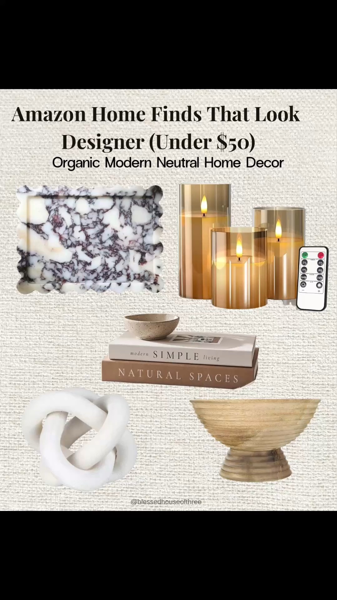 Amazon home decor that looks designer—but every piece is under $50. These are the affordable organic modern and neutral home decor finds I recommend over and over because they instantly elevate shelves, coffee tables, consoles, kitchens, and living spaces without the luxury price tag. If you’re creating a timeless, high-end home on a budget, these Amazon favorites are some of the best pieces to start with. Organic modern decor, neutral home decor, affordable home decor, living room decor. Save & follow for more inspiration.

#LTKHome #LTKSaleAlert