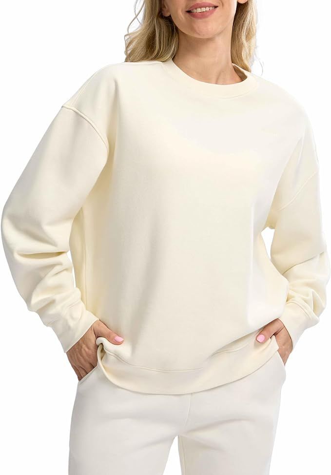 G Gradual Women's Crewneck Sweatshirts Oversized Cotton-blend Fleece Pullover Sweatshirt for Wome... | Amazon (US)