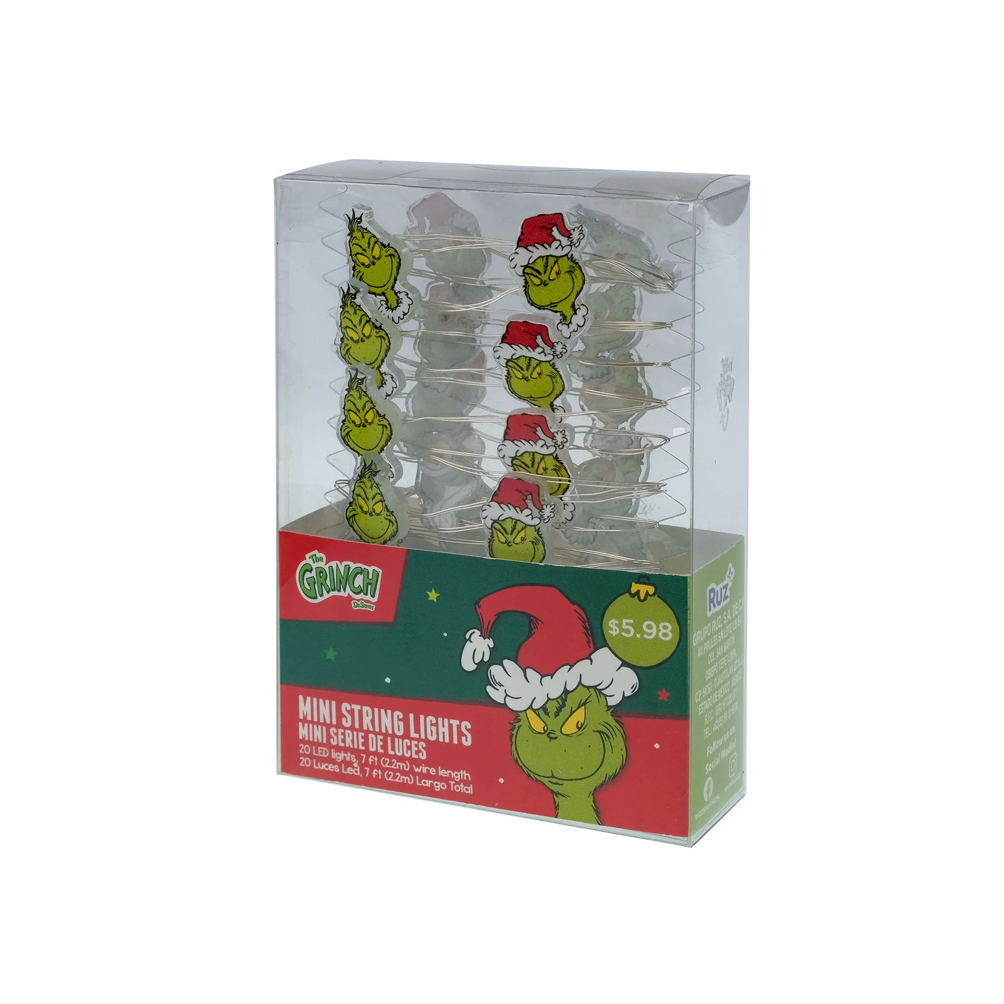 The Grinch LED Holiday String Lights - 20 Micro Lights Featuring Grinch Faces | Walmart (US)