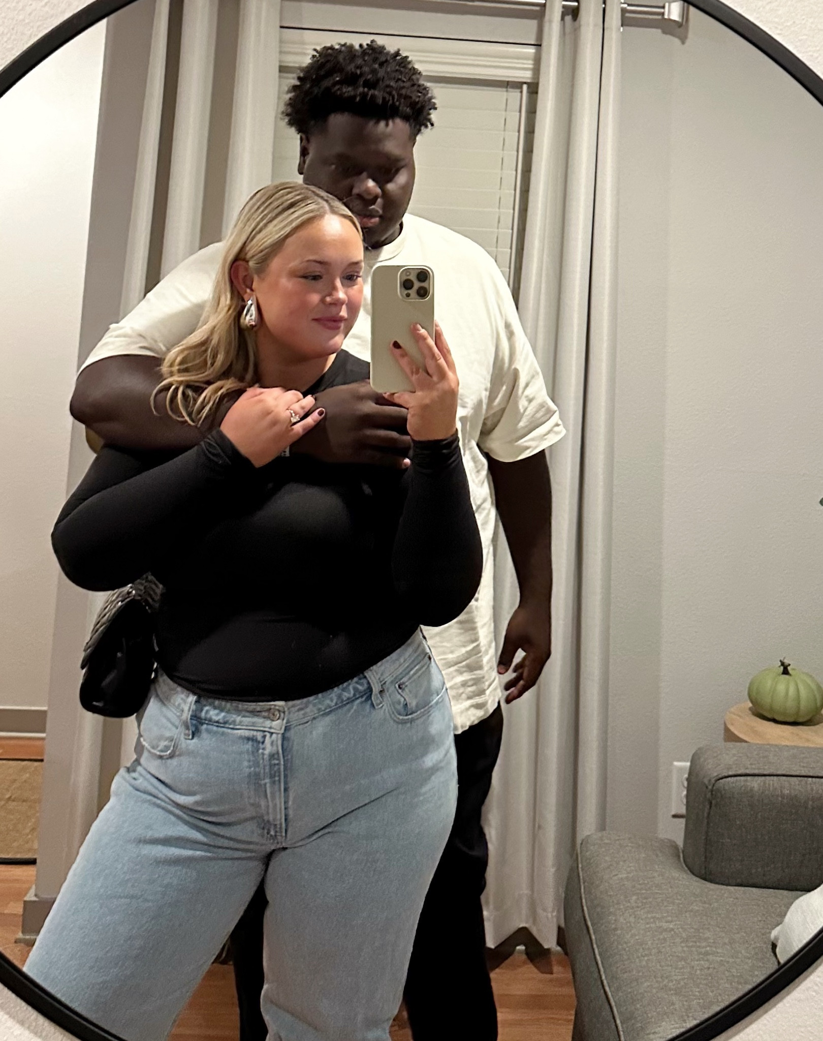 his & hers fall ootd! these are my go-to jeans all year, I’m wearing a 33! 

black outfits, fall outfits, winter outfit, plus size fashion, midsize outfit, black top outfit, curve denim, plus size men’s outfit, Abercrombie curve love jeans 

#LTKstyletip #LTKmidsize #LTKSeasonal