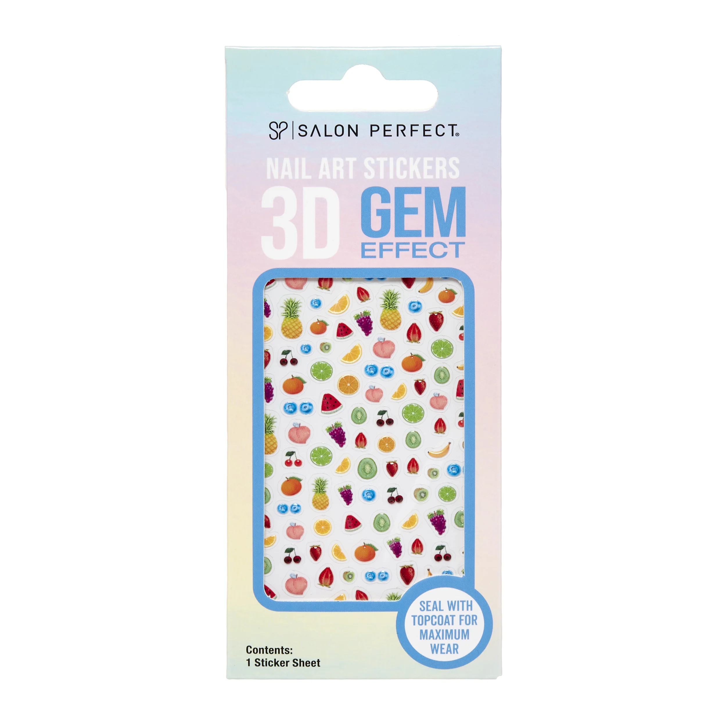 Salon Perfect Nail Art Stickers, 3D Gel Effect, Tiny Fruits, 1 Sticker Sheet | Walmart (US)