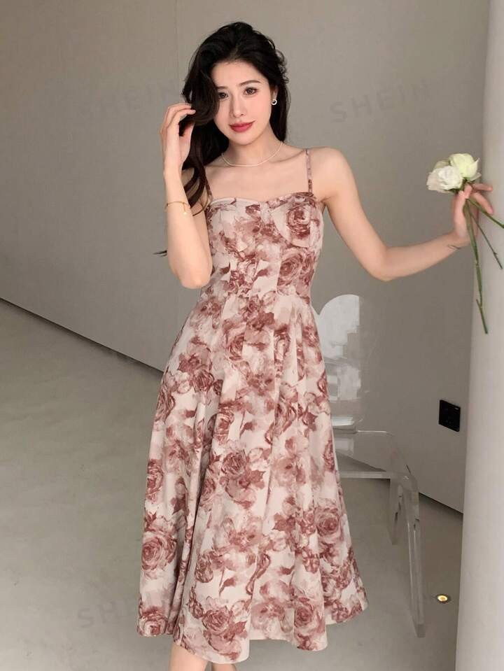 DAZY Floral Printed Casual Spaghetti Strap Dress Flower Dress | SHEIN